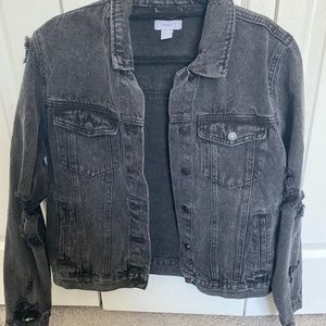 Black Distressed Jean Jacket